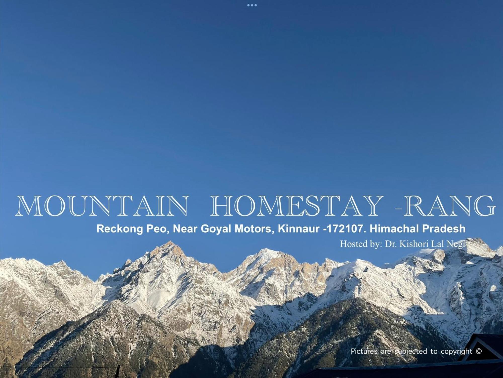 Mountain Home Stay -Rang, At Reckong Peo - Kalpa, Near Goyal Motors, Way To Petrol Pump At Itbp Quarters ภายนอก รูปภาพ